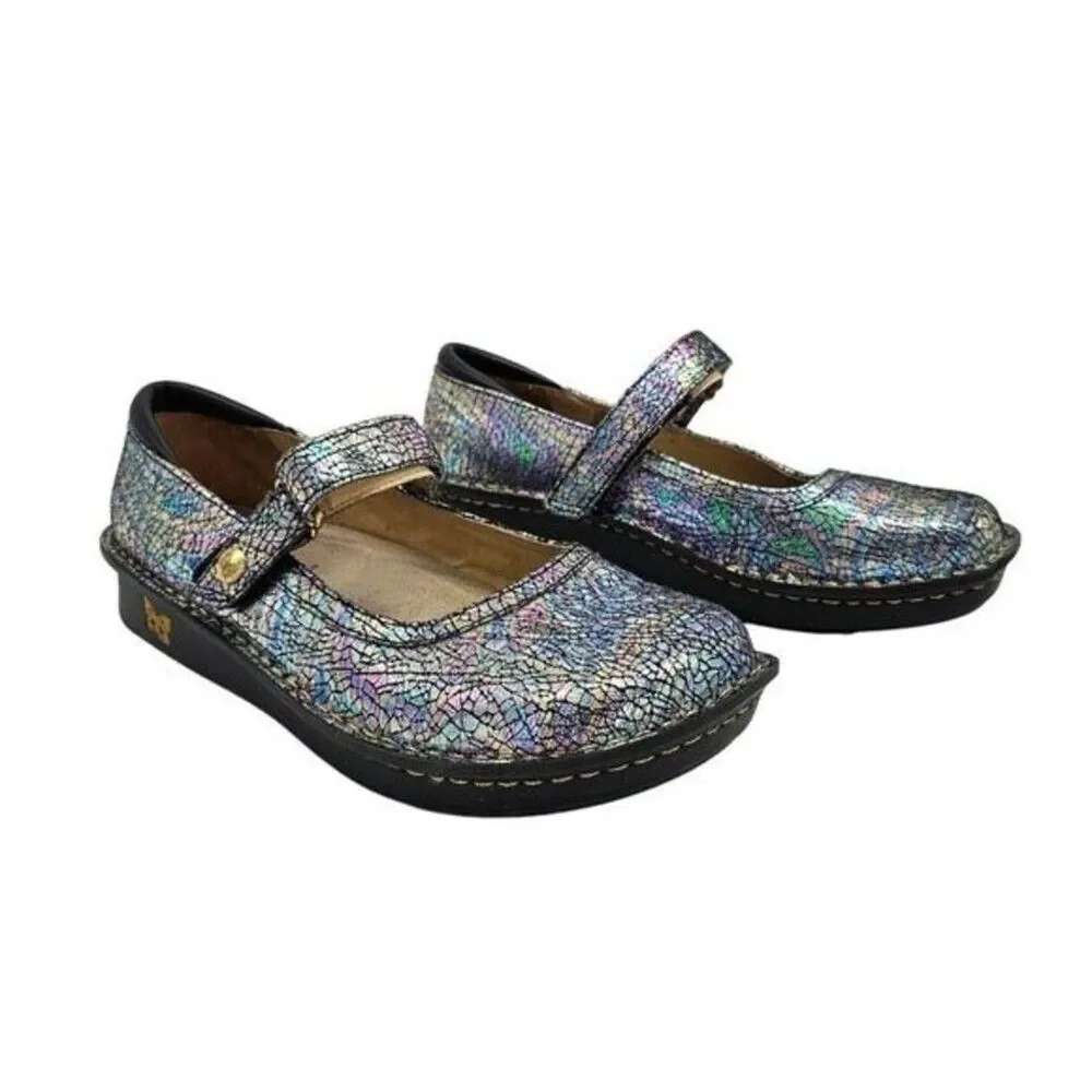 Alegria Women's Silver and Blue Clogs